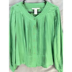 Diane Von Furstenberg Aniya Top Size 2 Sm Silk Emerald Green Office Professional